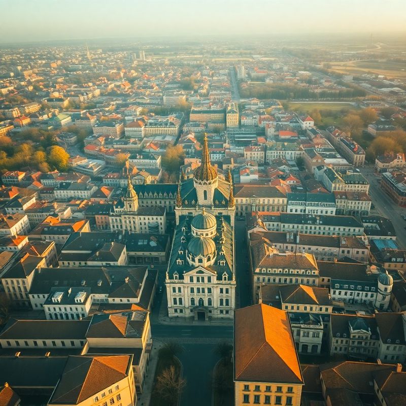 Vedere aeriană a Timișoarei cu accent teal
